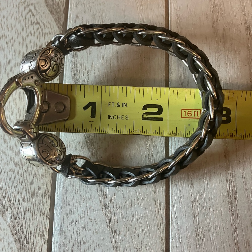 🌸Brighton Silver Leather Braided Bracelet - Picture 6 of 7